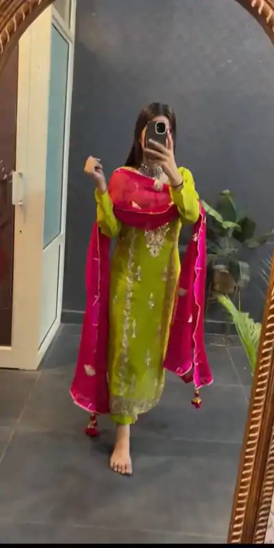 Prefect Light Green Color Chinon Silk Sequence Work Salwar Suit