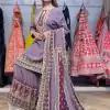 Lavender Chinon Mirror Work Salwar Suit