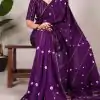 Purple Chanderi Sequins Saree