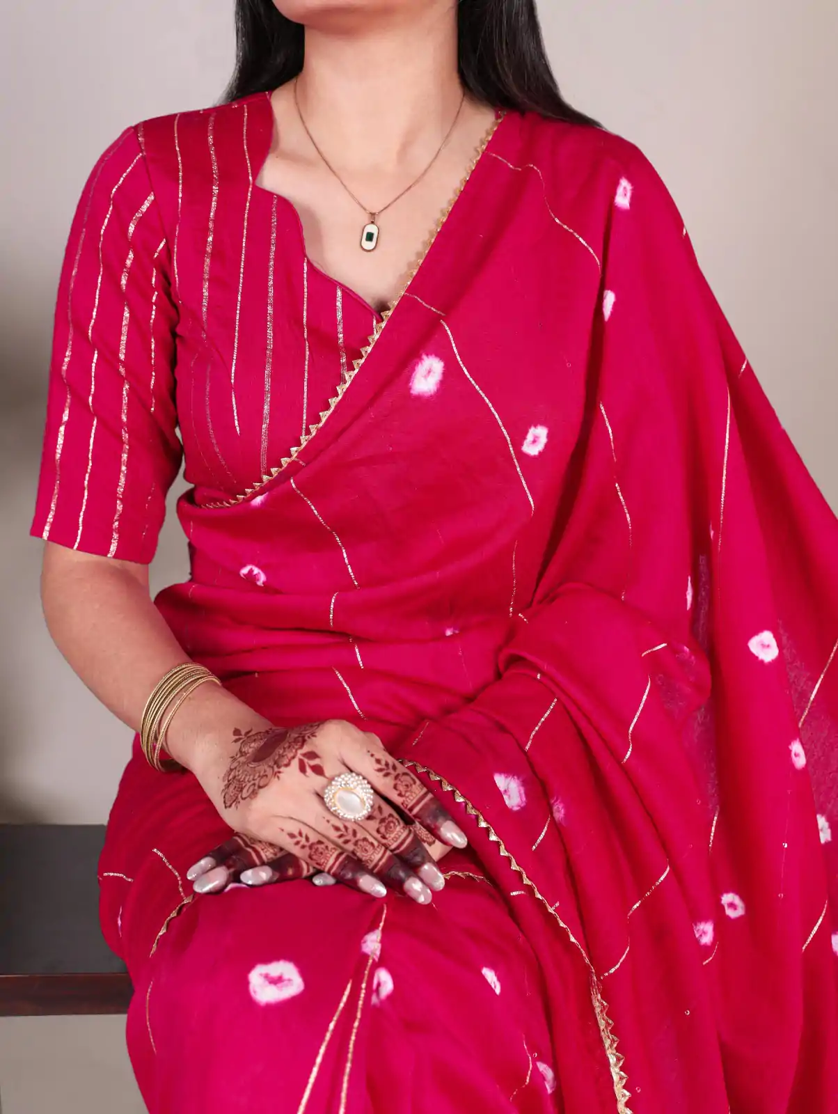 Pink Chanderi Sequins Saree - Image 2