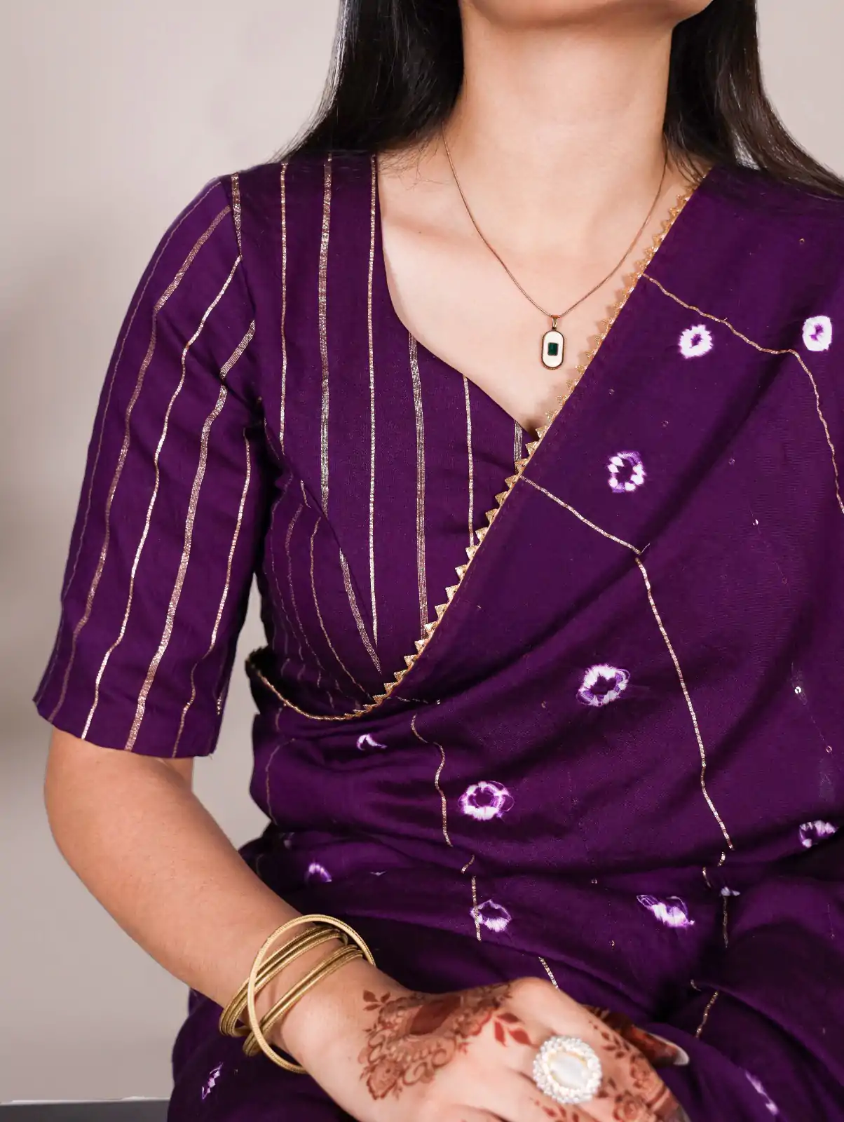Purple Chanderi Sequins Saree - Image 2