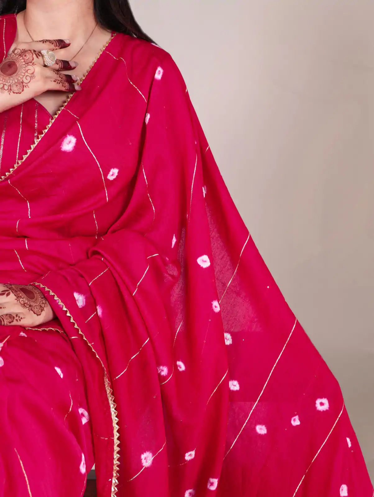 Pink Chanderi Sequins Saree - Image 3