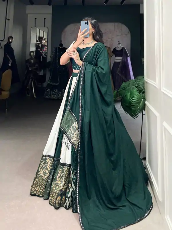 Green Rayon Printed Print Lehenga Choli