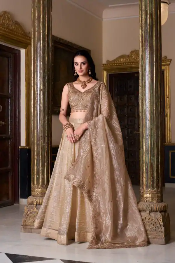 Chiku Gold Crush Plain Lehenga Choli