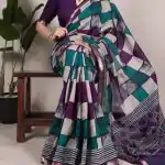 Purple Chanderi Printed Saree