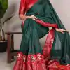 Green Tussar Chex Patola Saree