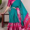 Firozi Tussar Chex Patola Saree