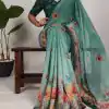 Green Georgette Floral Saree