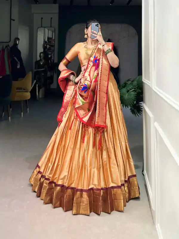 Chiku Jacquard Zari Lehenga Choli