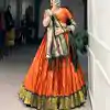 Orange Jacquard Zari Lehenga Choli