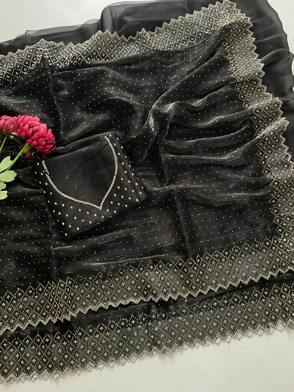 Black Jimmy Choo Diamond Saree - Image 2