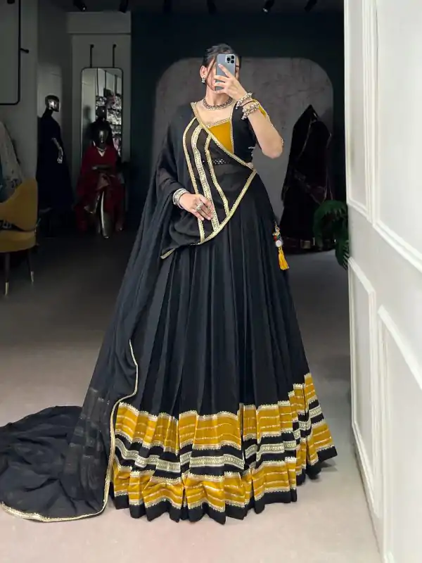 Black Rayon Sequins Lehenga Choli