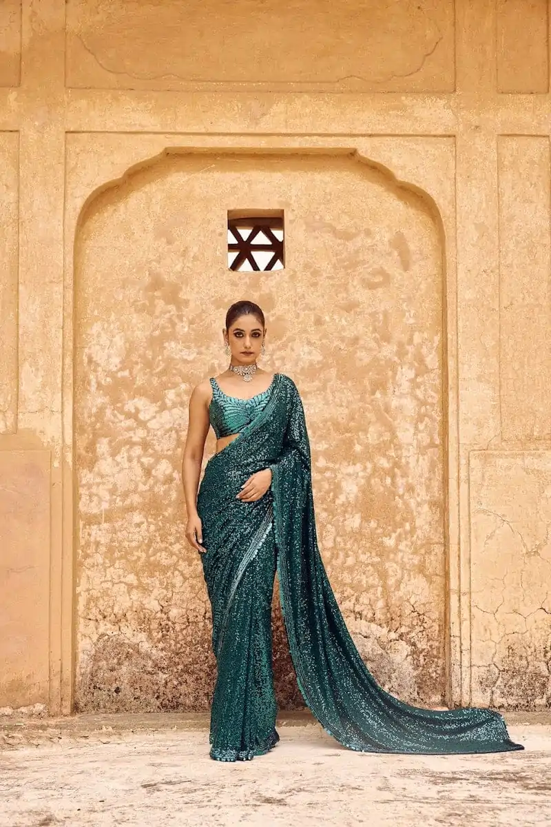 Blue Georgette Khichdi Saree - Image 2