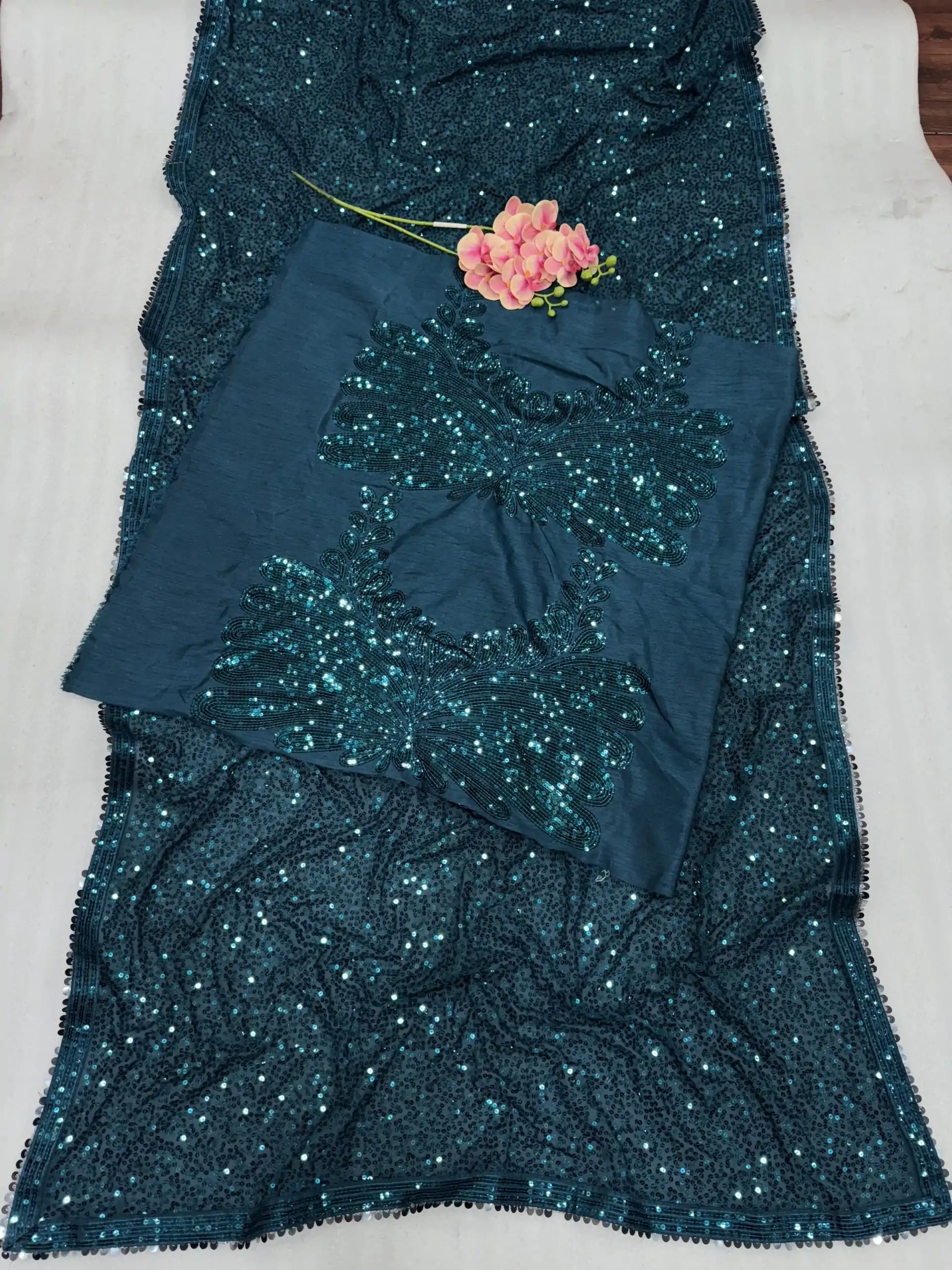 Blue Georgette Khichdi Saree - Image 4