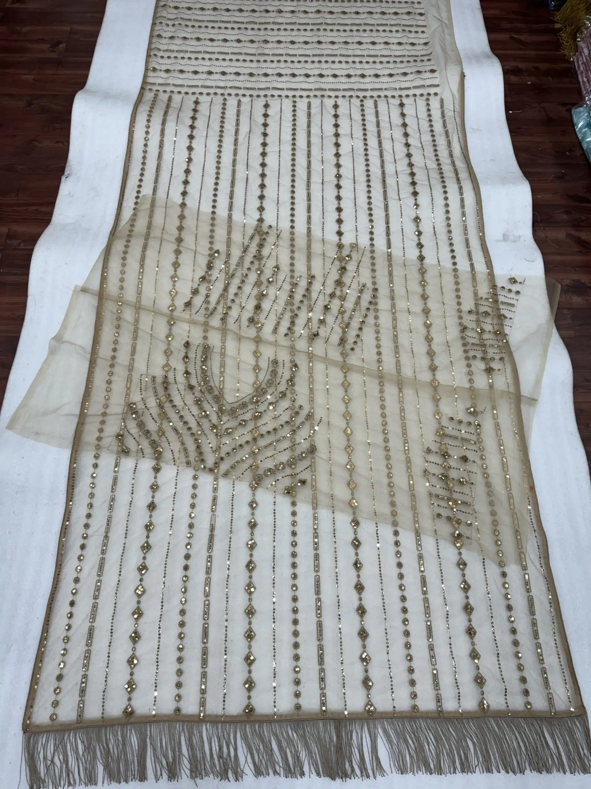 Chiku Mono Net Sequins Saree - Image 4
