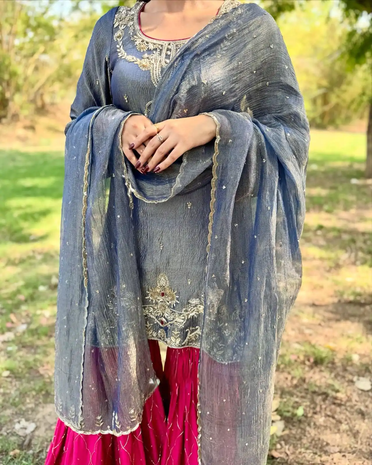 Gray Fandy With Embroidery Work Salwar Suit - Image 5