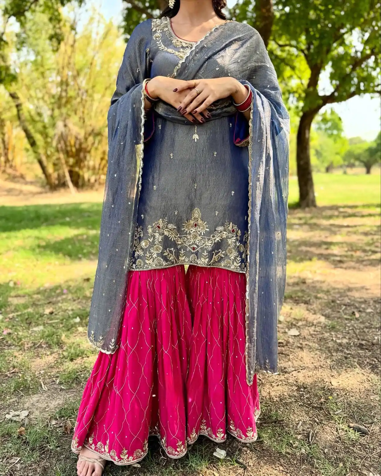 Gray Fandy With Embroidery Work Salwar Suit - Image 4