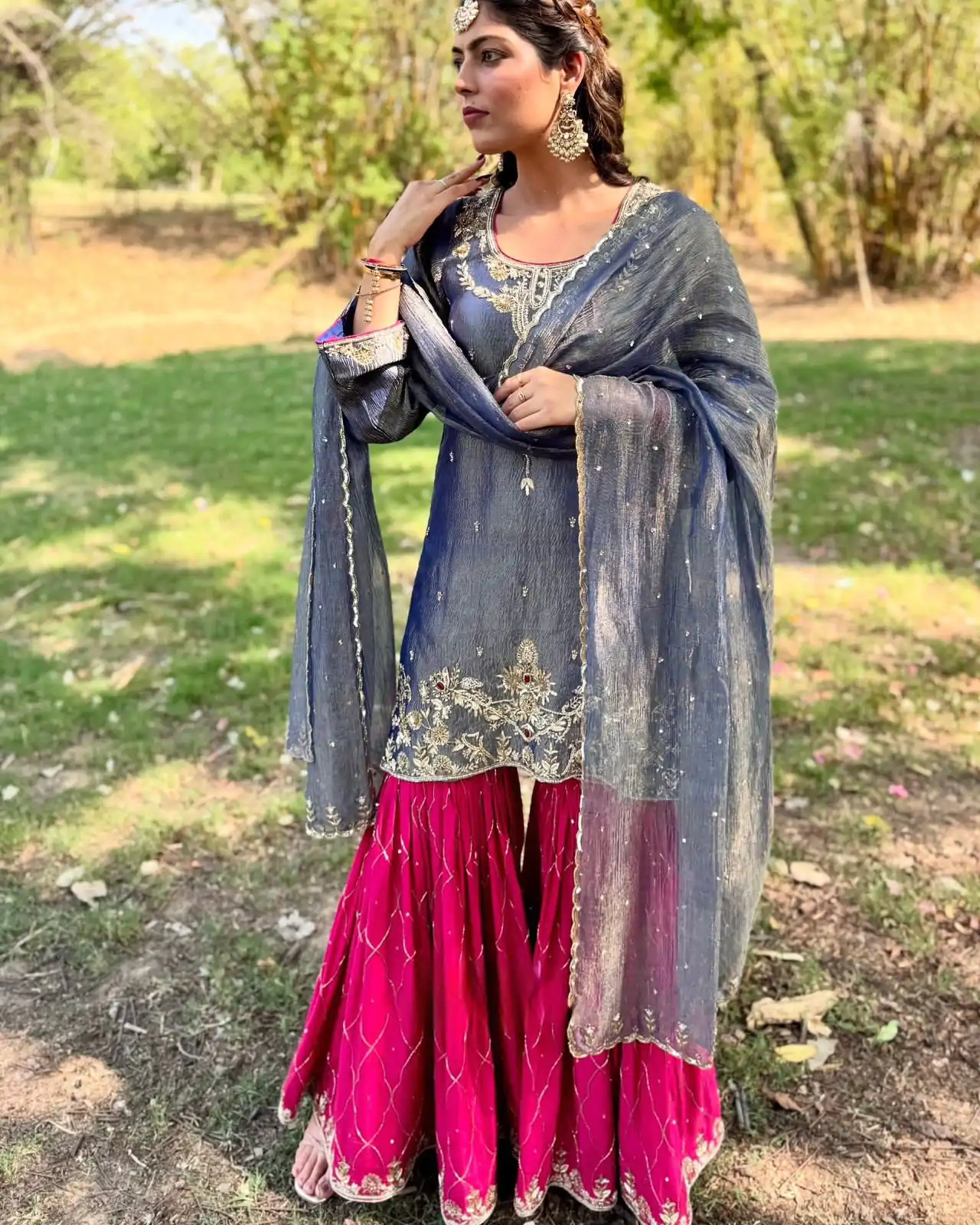 Gray Fandy With Embroidery Work Salwar Suit