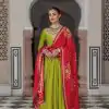 Green Chinon Border Lace Salwar Suit