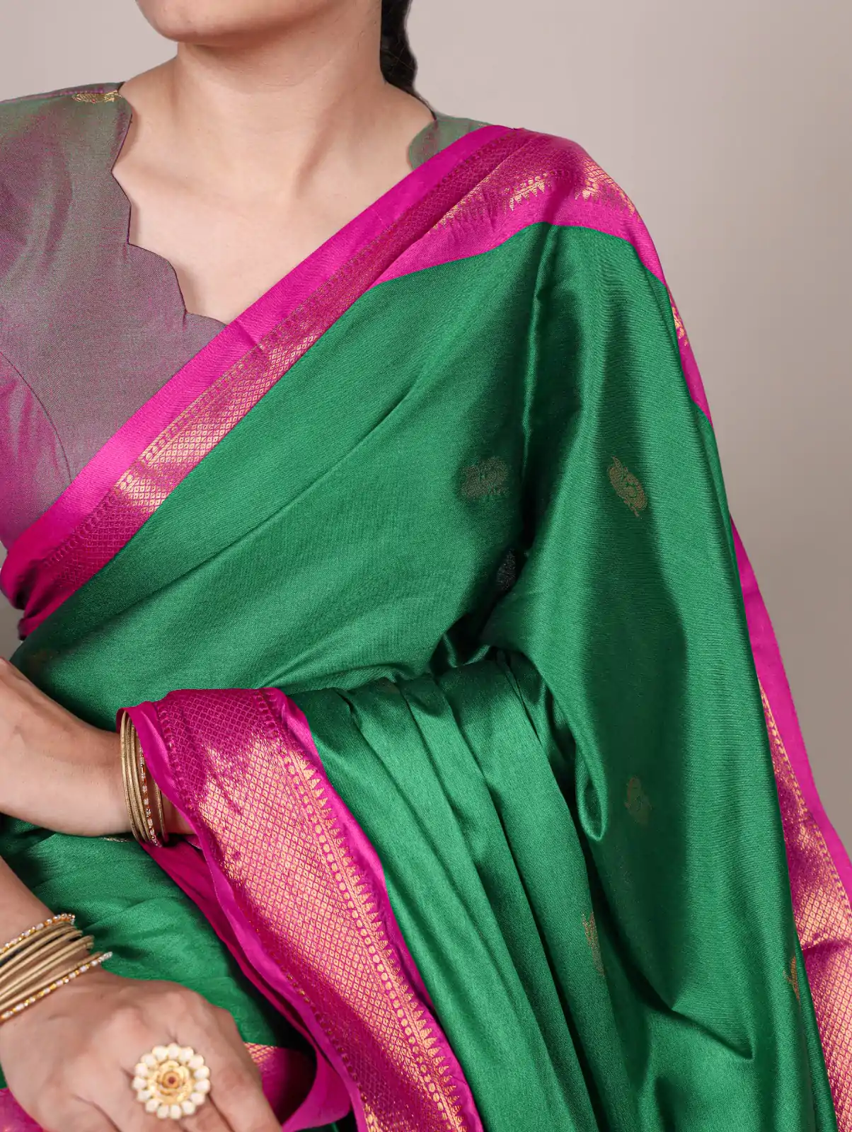 Green Cotton Paithani Saree - Image 3