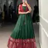 Green Tasar Chex Patola Print Gown