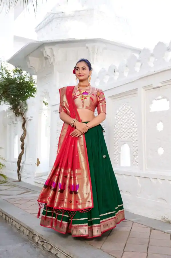 Green Vichitra Paithni Lehenga Choli