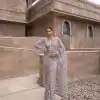 Grey Mono Net Embroidery Saree