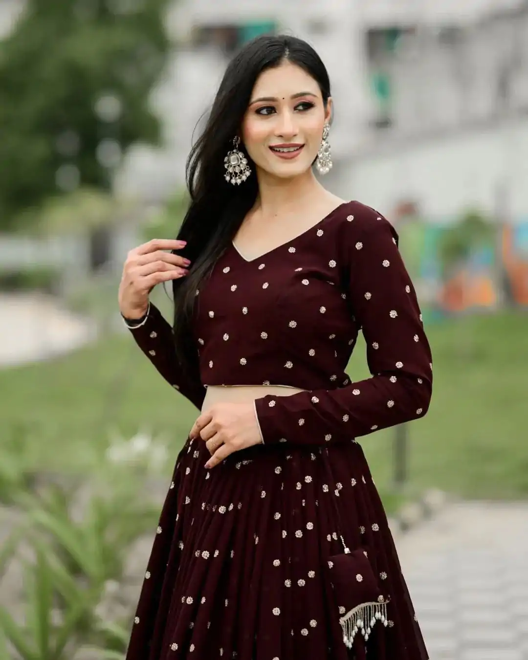 Maroon Polly Rayon Printed Lehenga Choli - Image 6