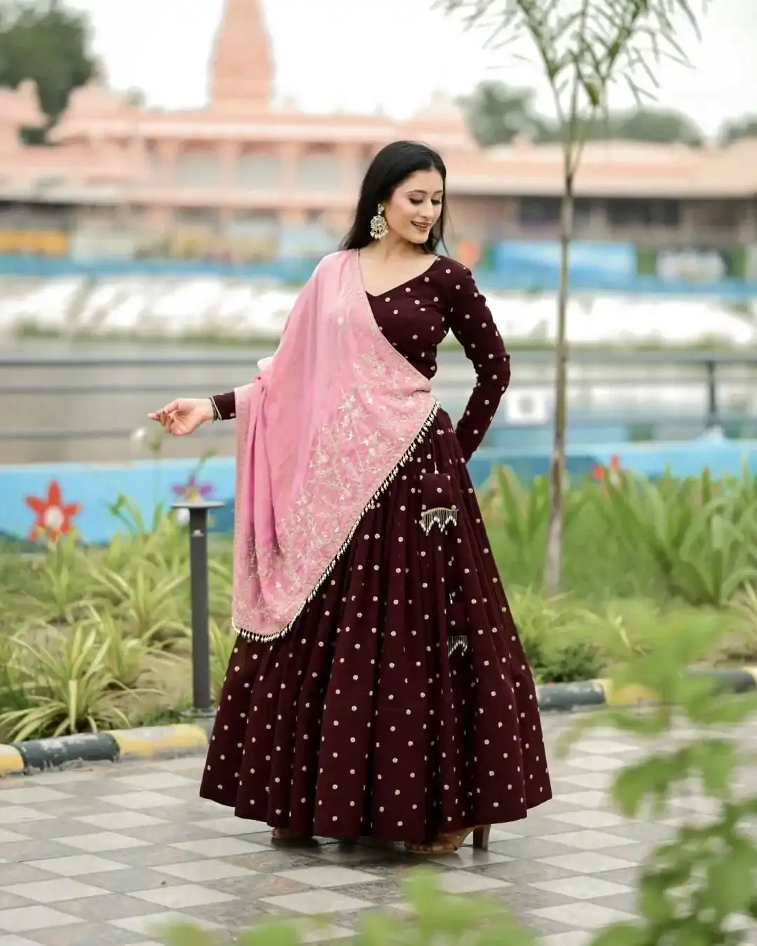 Maroon Polly Rayon Printed Lehenga Choli - Image 5