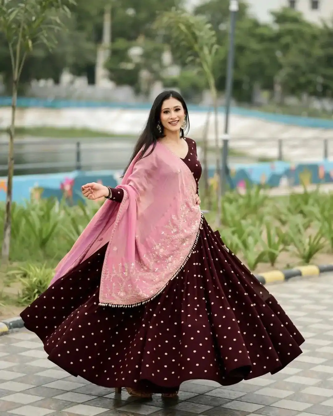 Maroon Polly Rayon Printed Lehenga Choli - Image 4