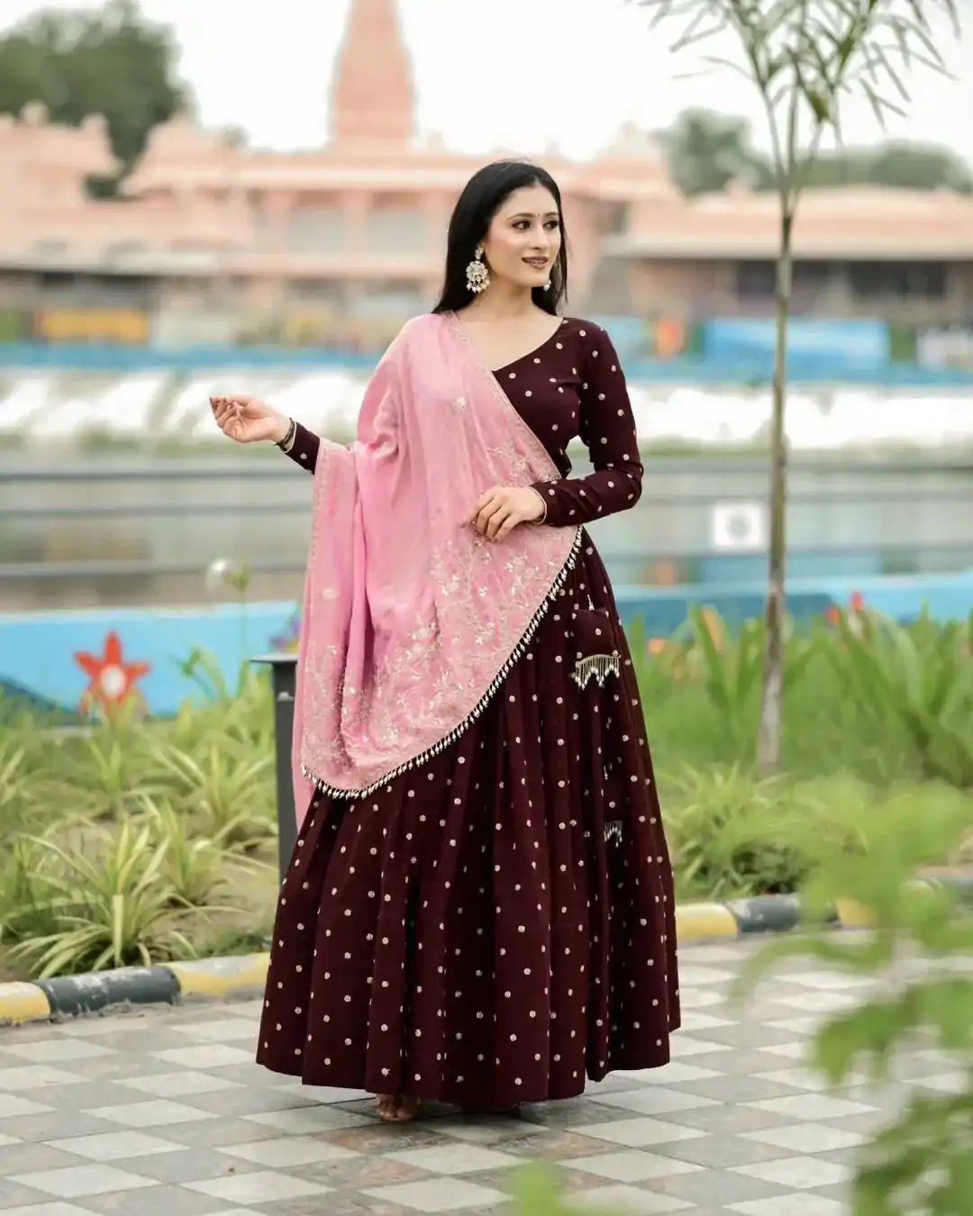 Maroon Polly Rayon Printed Lehenga Choli - Image 3