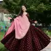 Maroon Polly Rayon Printed Lehenga Choli