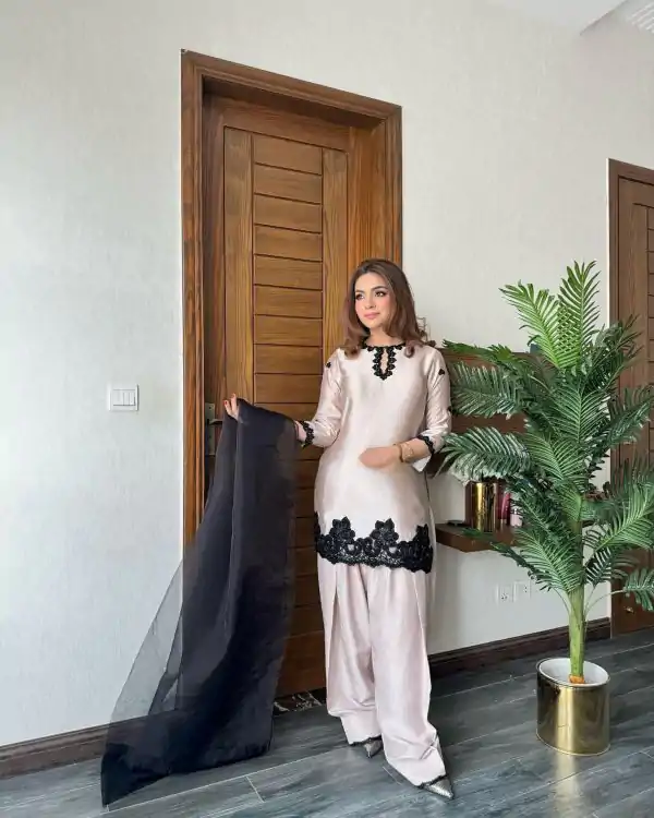 Off White Crape Embroidery Salwar Suit