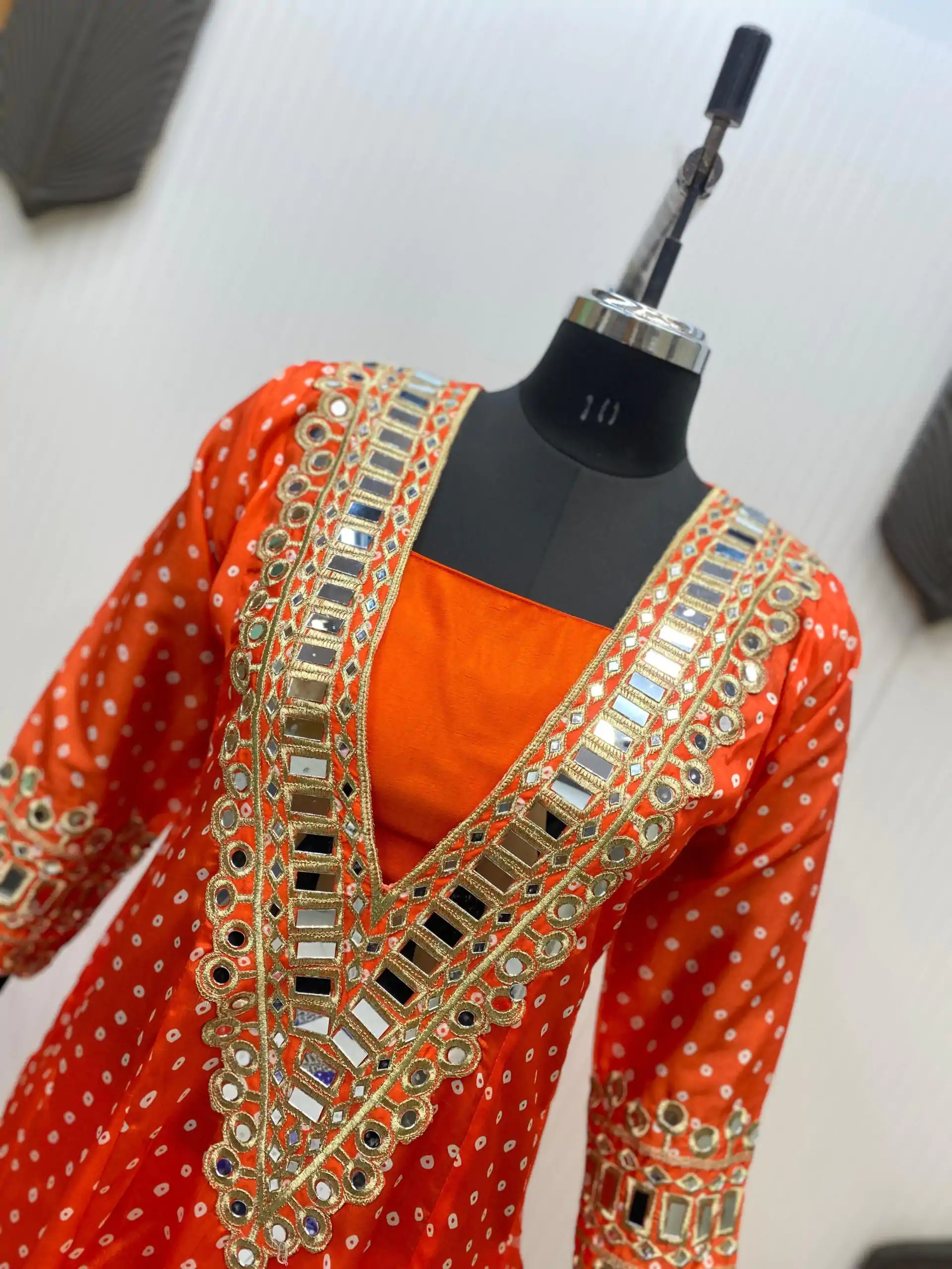 Orange Chinon Digital Printed Salwar Suit - Image 3