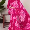 Pink Chiffon Printed Saree