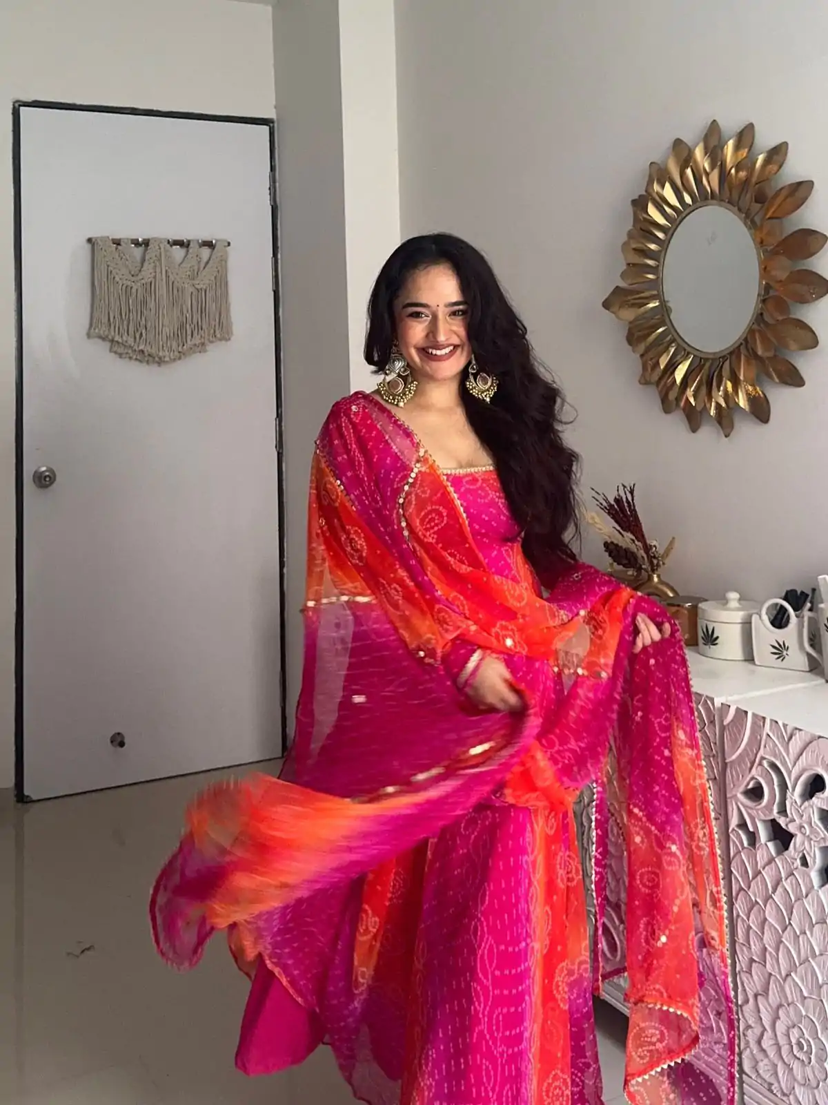 Pink Georgette Printed Gown - Image 3