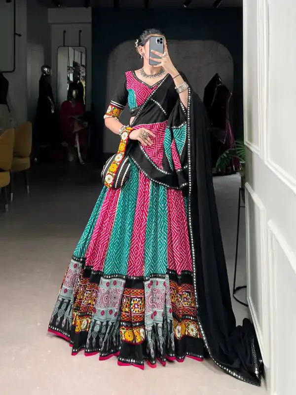Pink Rayon Printed Silk Work Lehenga Choli