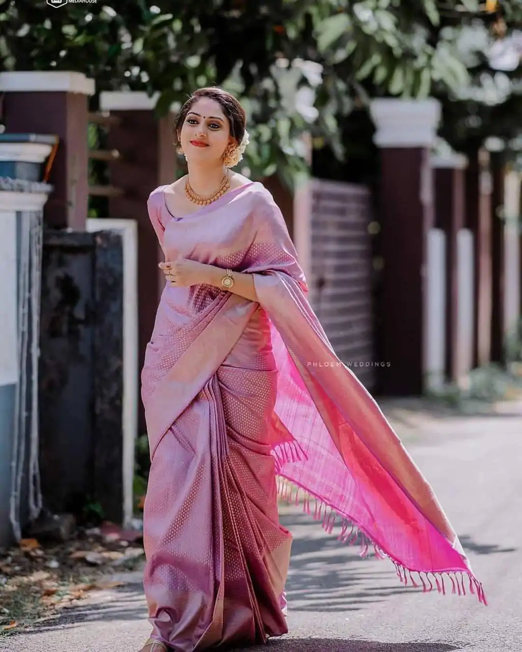KP 3075 Pink Soft Lichi Silk Whit Designer Jacquard Work in Saree it Grab for ₹1399. Delivery 4-6 Working Days. Shop now. | Designer Sarees, Embroidered Sarees, Sarees, Bollywood Sarees, Creative Sarees, Ethnic Saree, Modern Digital sarees, Party Wear Sarees