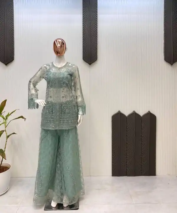 Pista Butterfly Net Sequence Salwar Suit
