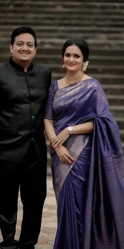 KP 3075 Purple Soft Lichi Silk Whit Designer Jacquard Work in Saree it Grab for ₹1399. Delivery 4-6 Working Days. Shop now. | Designer Sarees, Embroidered Sarees, Sarees, Bollywood Sarees, Creative Sarees, Ethnic Saree, Modern Digital sarees, Party Wear Sarees