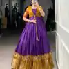 Purple Tasar Chex Patola Print Gown