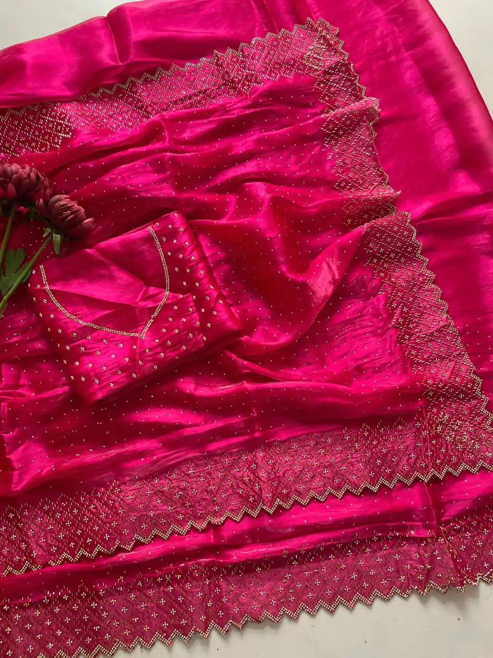 Rani Jimmy Choo Diamond Saree - Image 2