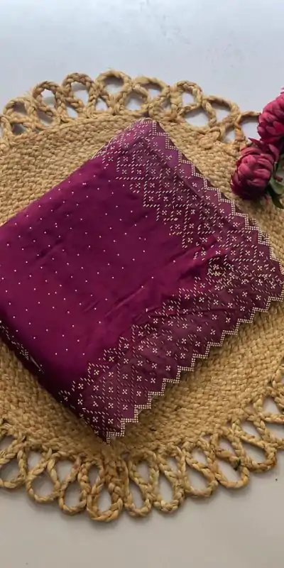 Wine Jimmy Choo Diamond Saree