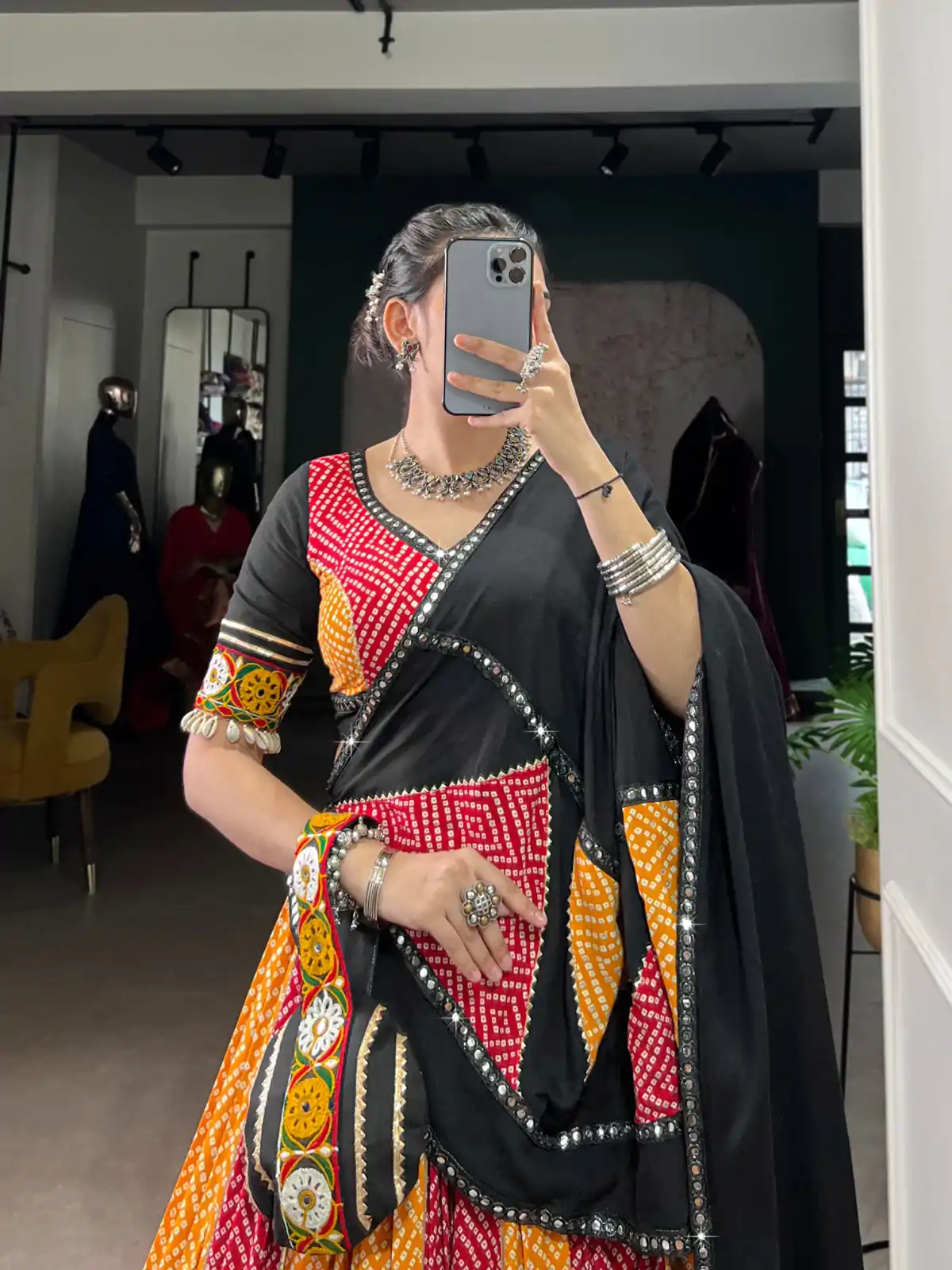 Yellow Rayon Printed Silk Work Lehenga Choli - Image 5