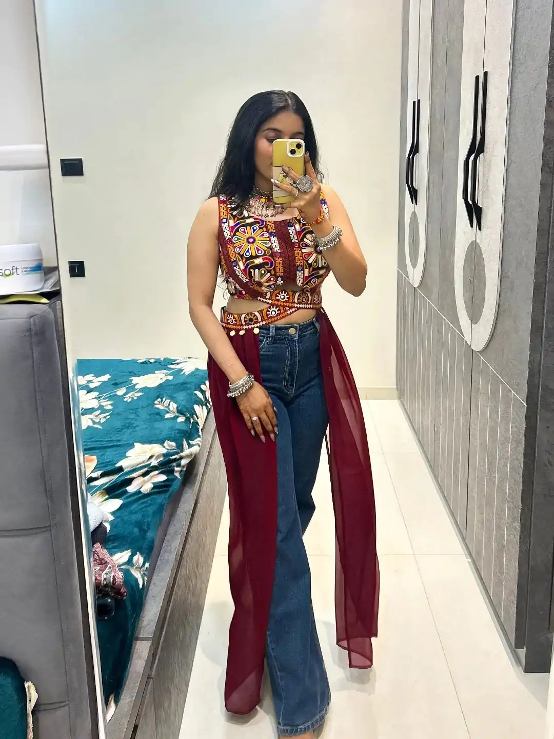 Black Cotton Embroidery Work Lehenga Choli