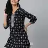 Black Cotton Printed Kurti