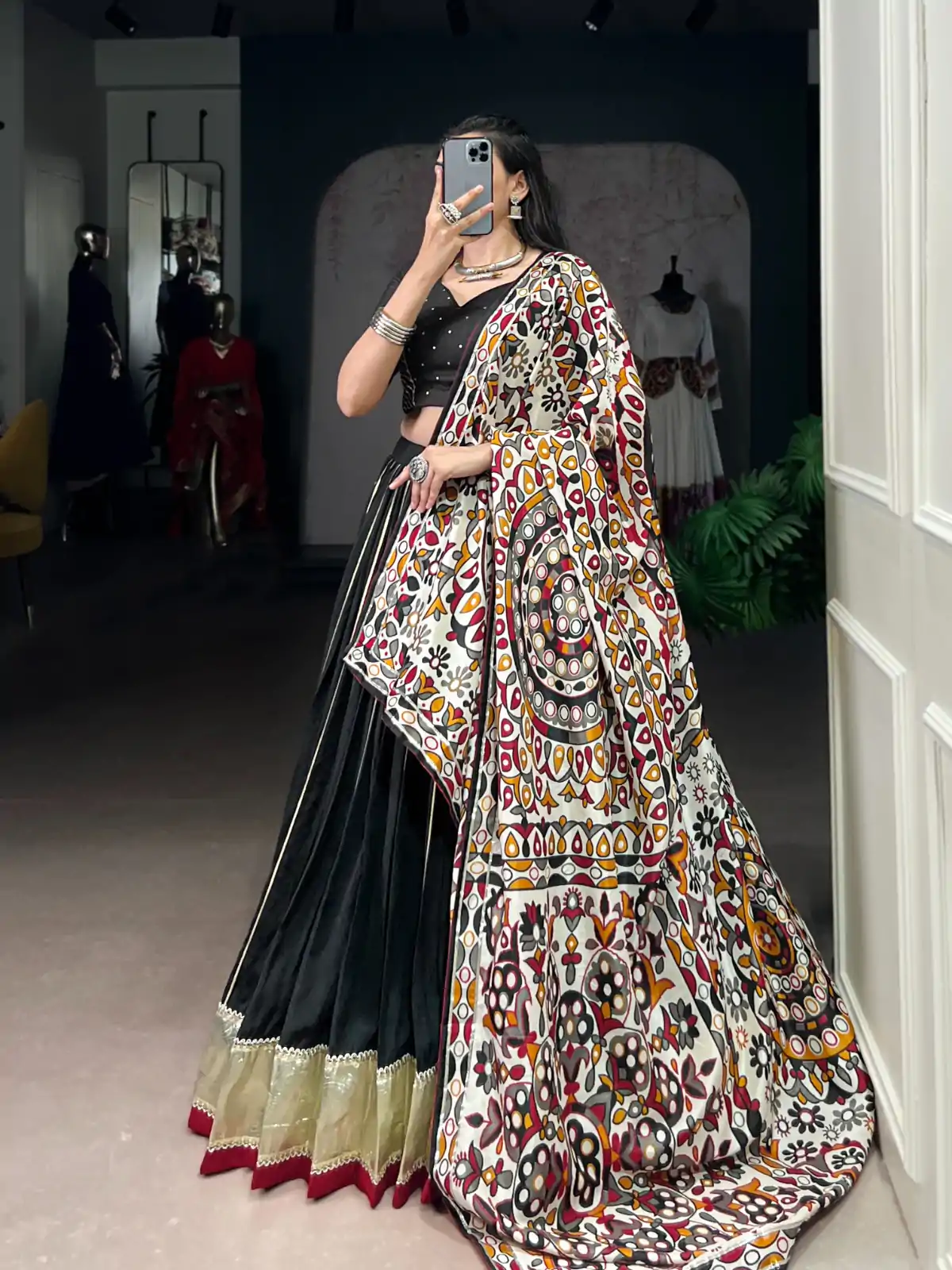 LNB 1658 Black Pure Chanderi with Zari Work & Gotta Patti Work Lehenga Choli . Introductory Price ₹3199. Delivery 4-6 Working Days. Shop now. | Lehenga, Bollywood Lehenga, Creative Lehenga, Designer Lehenga, Embroidered Lehenga, Party Wear Lehenga