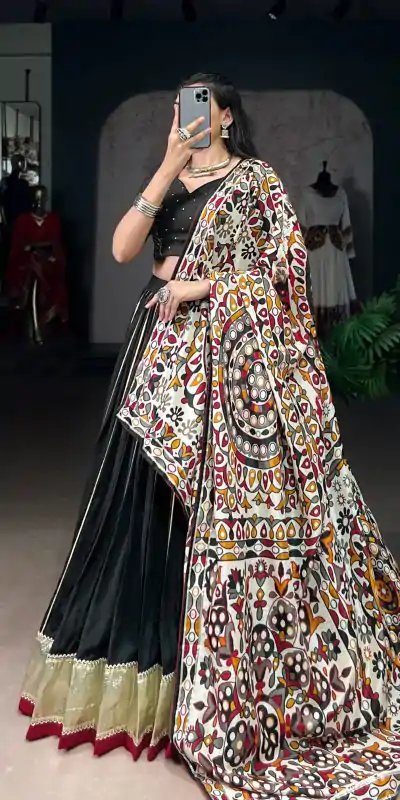 LNB 1658 Black Pure Chanderi with Zari Work & Gotta Patti Work Lehenga Choli . Introductory Price ₹3199. Delivery 4-6 Working Days. Shop now. | Lehenga, Bollywood Lehenga, Creative Lehenga, Designer Lehenga, Embroidered Lehenga, Party Wear Lehenga