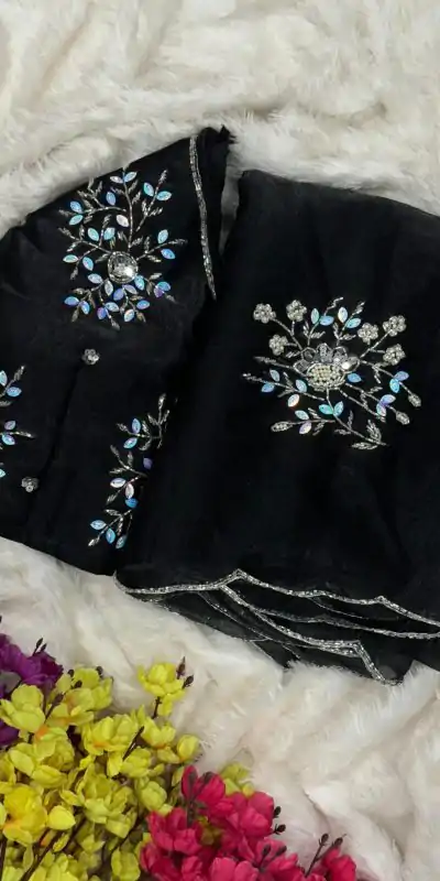 Black Soft Jimmy Chuu Lace Border Saree
