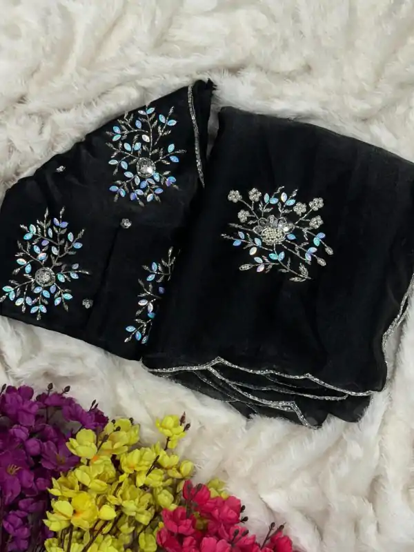 Black Soft Jimmy Chuu Lace Border Saree